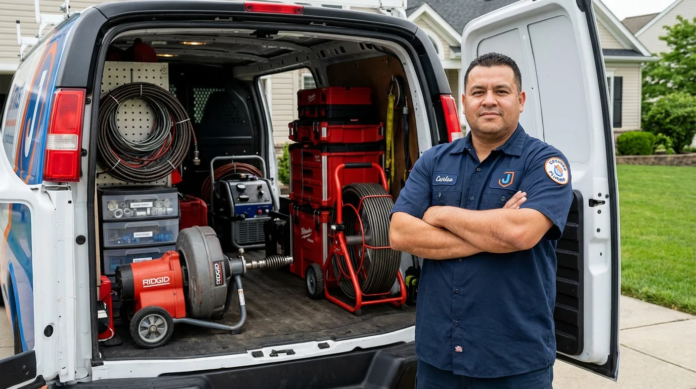 Professional drain cleaning equipment and Johns Plumbing LLC plumber in Melrose